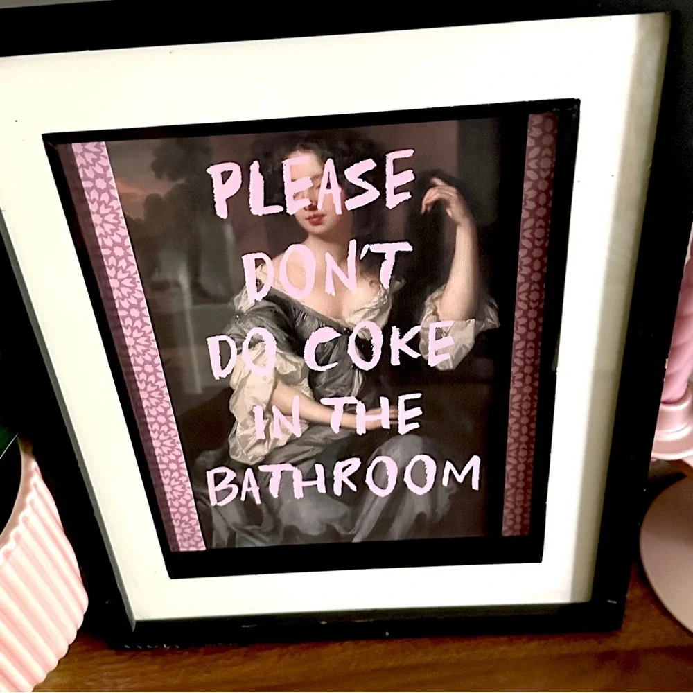Please Don’t Do Coke in the Bathroom Renaissance Painting Canvas Print Frame Art